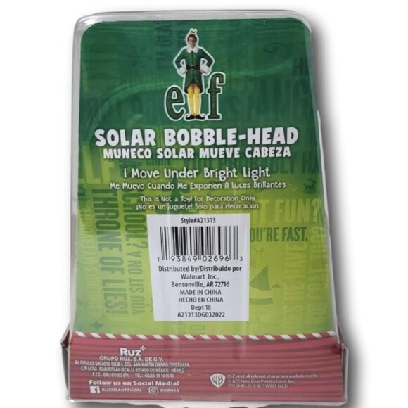 ELF Buddy the Elf Solar Powered Bobble-Head Movie - Picture 3 of 4